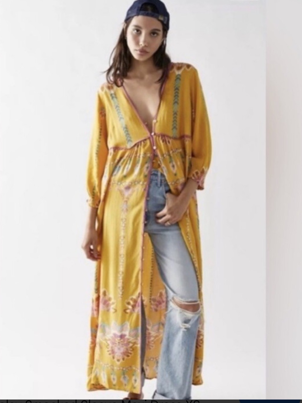 Free People Yellow Floral Foley Maxi Dress